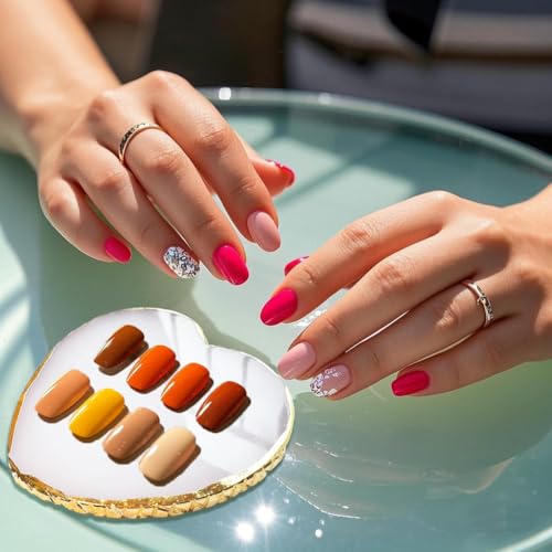 Resin Nail Art Palette Heart Shape Color Mixing Tray with Gilded Edge White