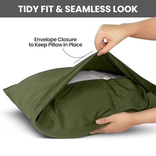Utopia Bedding Olive Queen Size Pillow Cases Set of 2 - Soft Microfiber, Breathable & OEKO-TEX Certified