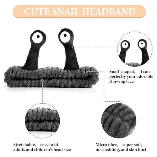 FAIRY CORA Snail Spa Headband, Soft Coral Fleece Face Wash Headband for Makeup