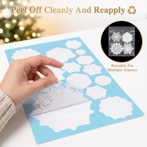 Christmas Window Clings Snowflake Stickers Holiday Decorations 242 PCS