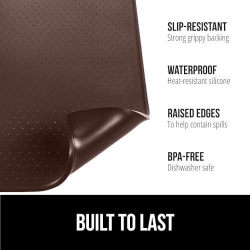 GORILLA GRIP 15" x 23" Brown Silicone Coffee Mat - Waterproof & Heat Resistant