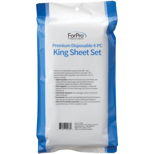 ForPro Premium Disposable King Bed Sheet Set - White, 4-Piece