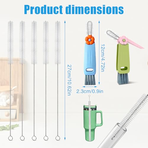 3-in-1 Cleaning Brush Set for Cup Lids & Straws - 7 Pcs