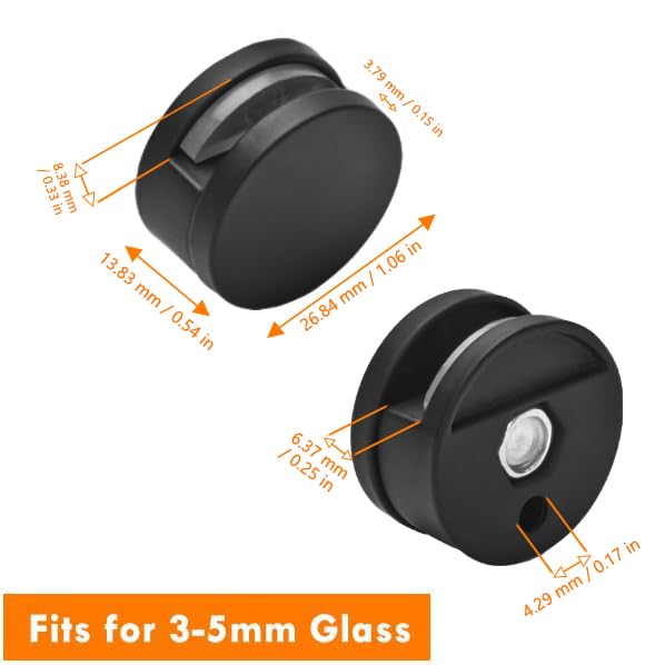 AccEncyc Black Mirror Mounting Hardware Kit - 4 Pack Zinc Alloy Clips