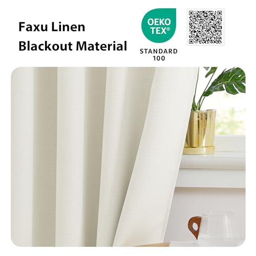 NICETOWN Faux Linen Blackout Curtains - 52" x 24" Short Window Panels, 2 Pk