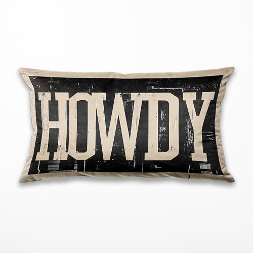 Howdy Western Throw Pillow Cover 18x18, Cowboy Cotton Cushion Case (01 Color)