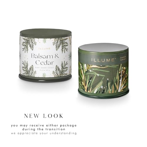 Illume Balsam & Cedar Candle Tin - 11.9 oz Holiday Scent with Soy Wax