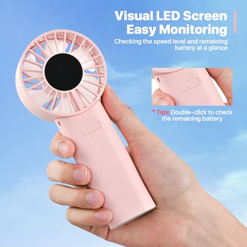 NEXHC Foldable Handheld Fan with LED Display - 5-Speed, 10-Hour Battery Life, 3-in-1 Design for Outdoor Activities