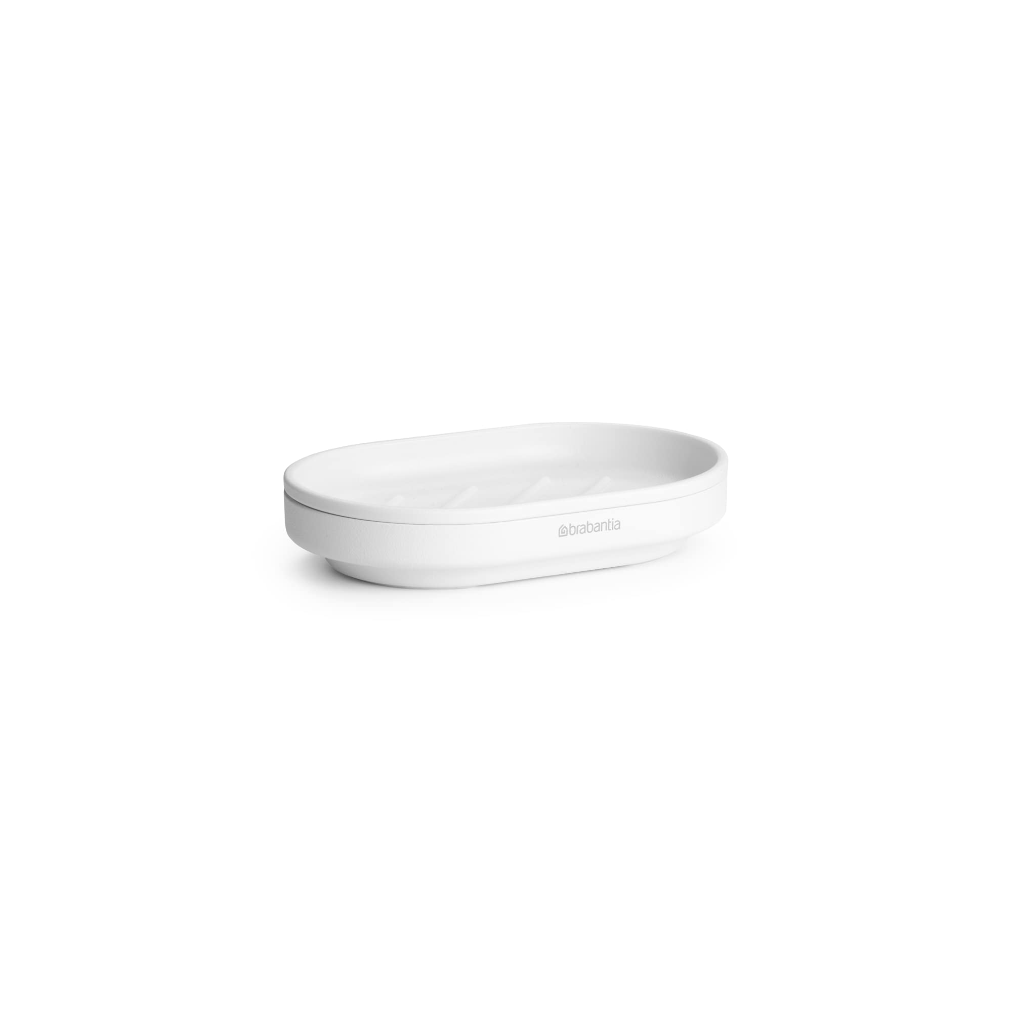 Brabantia Mindset Soap Dish (Mineral Fresh White) Anti-Rust Metal, Non-Slip Basin Soap Tray Holder for Bathroom, Shower, Kitchen Sink