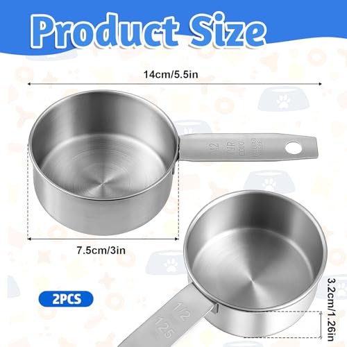 2 PCS Stainless Steel 1/2 Cup Dog Food Scoop - Measuring Cup Set