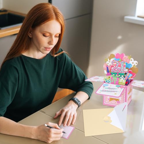 CIEHER 21st Birthday Pop Up Card - Unique 3D Greeting for Girls