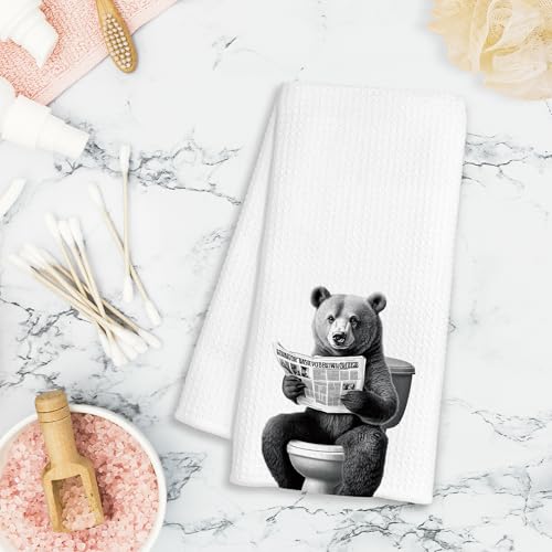 Funny Bear Hand Towels - Decorative Chenille Bath Towels, 16x24 Inch