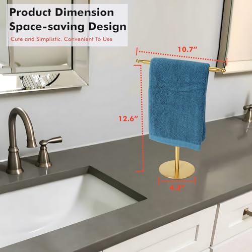 Gold Hand Towel Holder Stand - Free Standing Stainless Steel Rack
