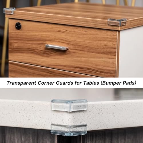 Transparent L-Shaped Corner Protectors - 12 Pack PVC Bumpers