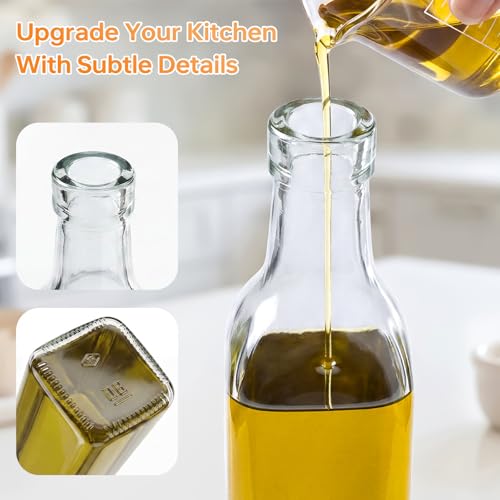 4-Pack 17oz Glass Oil & Vinegar Dispenser Set with Leakproof Spouts & Labels
