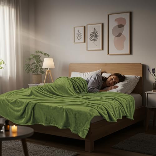 Utopia Bedding Ultra Soft Fleece Blanket Queen Size Olive 90x90