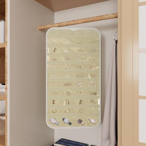 Hanging Jewelry Organizer for Necklaces & Earrings - 36 Hooks, 40 Pockets