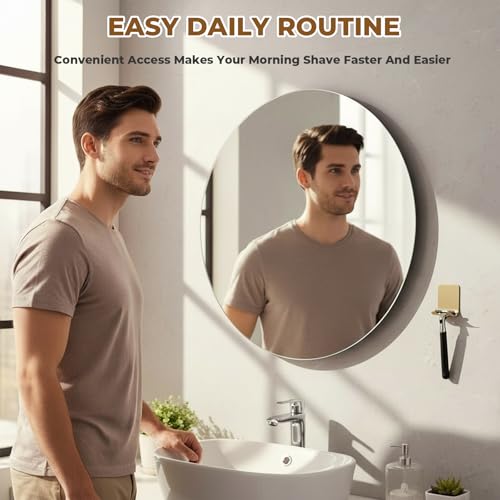 Heran Gold Razor Holder for Shower Wall - 4 Pack Self-Adhesive Hooks