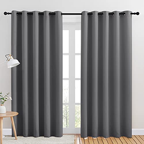 NICETOWN Gray Blackout Curtains - Thermal Insulated Drapery Panels (70x84 inches, 2 Panels)