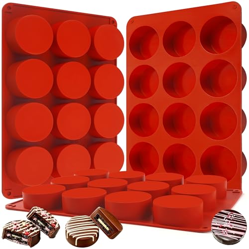 Wilewir 3-Piece Silicone Chocolate Cookie Molds Set - Non-Stick Round Baking Molds for Mini Cakes, Candies & Jellies