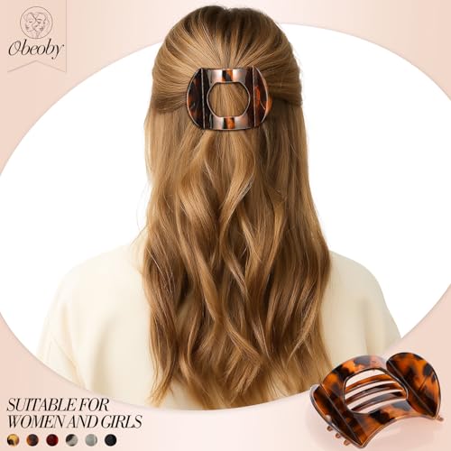 Flat Hair Claw Clips 6-Pack - Tortoiseshell Non-Slip French Barrettes