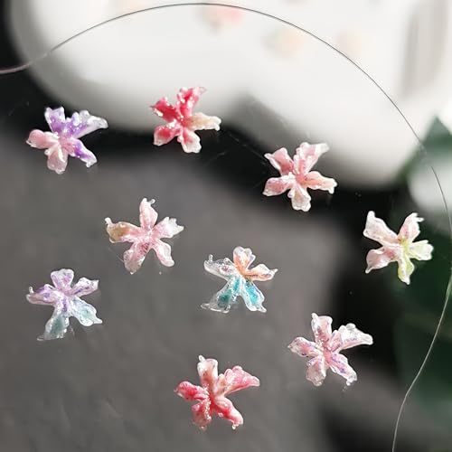 Tephrent 150Pcs 3D Flower Nail Charms Resin Floral Rhinestones for DIY Nail Art