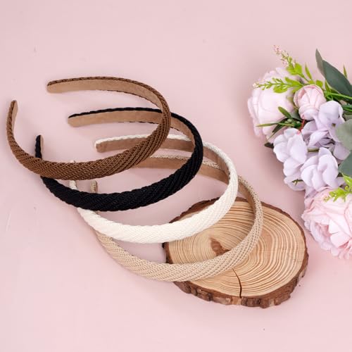 Yookat 4 Pack Thin Knitted Headbands for Women Non Slip Boho Hair Bands