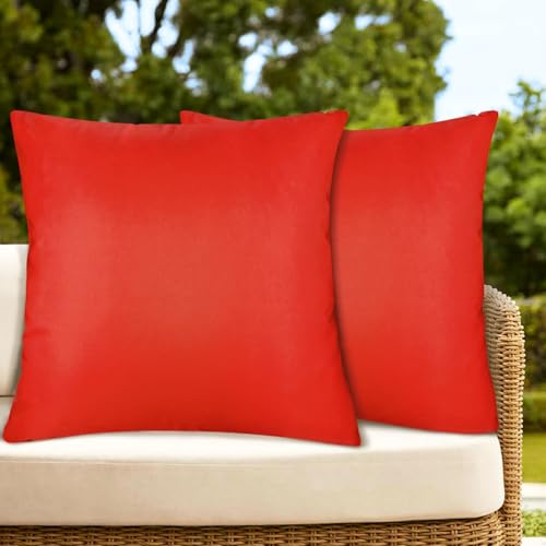 Outdoor Waterproof Pillow Covers 2 Pack 20x20 Square Farmhouse Decorative Throw Pillow Cases