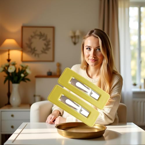 Yellow Matte Square Hair Clips Set 4Pcs Trendy Hair Barrettes for Women