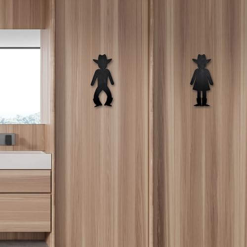 Rustic Western Bathroom Decor Sign - Set of 2 Cowboy Signs