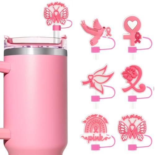 Pink Silicone Straw Covers for Stanley 30oz/40oz Cups - 6PCS