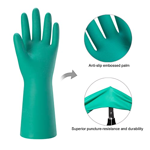 Reusable Nitrile Rubber Dishwashing Gloves - Non-Slip Cleaning Gloves (2 Pairs)