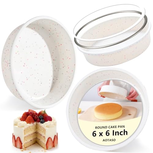 AOTASO 6 Inch Silicone Round Cake Pans, Nonstick Baking Mold Set of 3