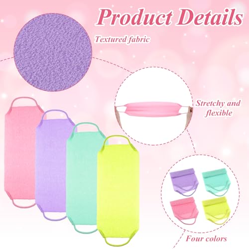 Yuomeaz 4 Pcs Exfoliating Back Scrubber & Nylon Shower Washcloth Set