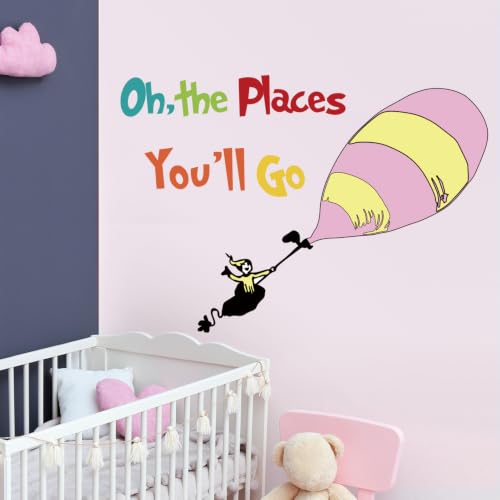 Colorful Inspirational Quote Wall Decal for Kids - 'Oh, the Places You'll Go'