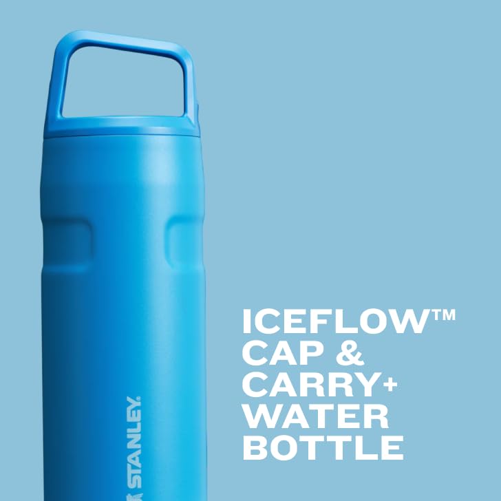 STANLEY IceFlow Cap and Carry Water Bottle 50 oz | Wide Mouth Twist Lid | Lightweight and Leakproof for Travel and Sports | Insulated Stainless Steel | BPA-Free | Black Glimmer