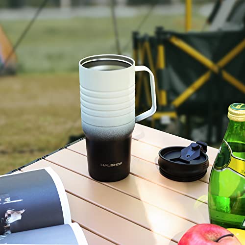 HAUSHOF 24 oz Travel Mug with Stainless Steel Handle - Leakproof Insulated Coffee Mug