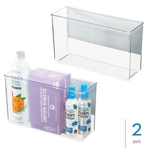 iDesign Magnetic Large Clear Plastic Organizer Bins, 2-Pack