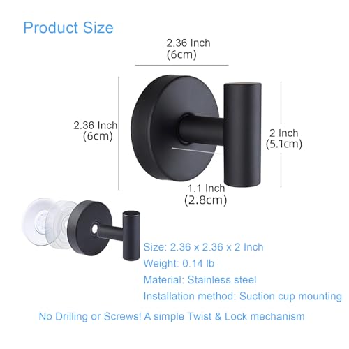 Regetek Suction Cup Shower Hooks - Waterproof and Removable Towel Hooks