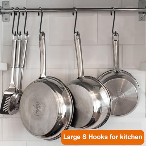 Heavy Duty S Hooks - 10 Pack 6 Inch Vinyl Coated Non-Slip Hooks for Hanging Plants, Clothes, and Tools