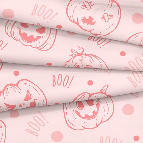 Chumerry King Size Pink Halloween Duvet Cover Set with Ghost & Pumpkin Print