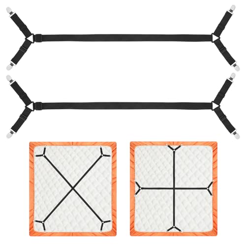 Adjustable Bed Sheet Holder Straps - 2 Pcs Grippers for All Sizes