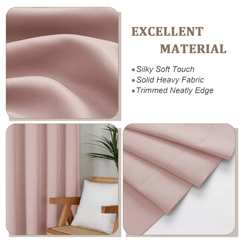 Lecloud Blush Pink Blackout Kitchen Curtains, 40"W x 36"L - 2 Panel Set