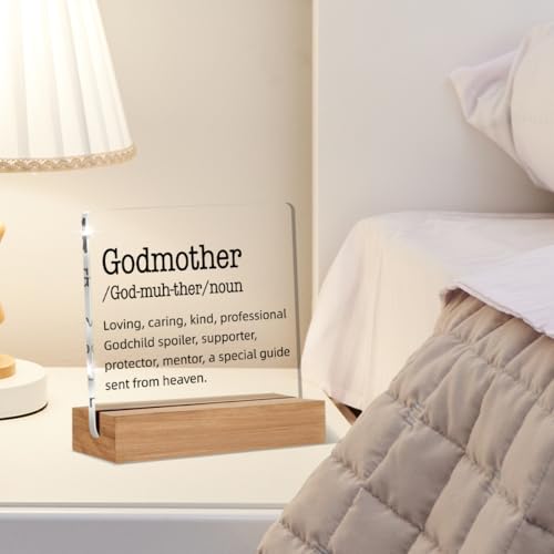 Godmother Definition Acrylic Sign | 4x4 Inch Desk Decor Gift