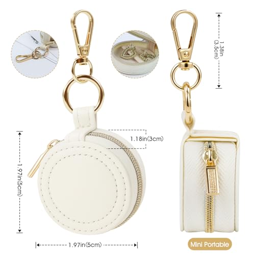 AUUTI Portable Ring Keychain Holder - Small Travel Jewelry Case, White