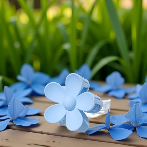 Sluswallow Large Floral Hair Claw Clip, Blue Flower Petal Hair Clip for Thick Hair