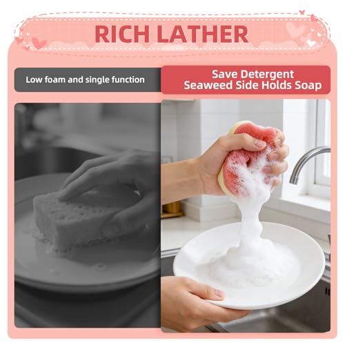 CLEANGOR 4pcs Dual-Sided Temperature-Controlled Dish Sponges - Heavy Duty & Gentle Cleaning