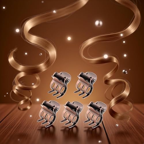 5-Piece Mini Metal Hair Claw Clips Set Bronze Styling Clamps for Women