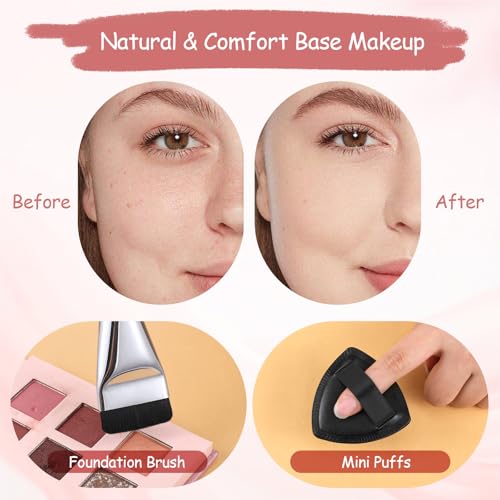 Makeup Mixing Palette Set with Foundation Brush and Spatula Stainless Steel
