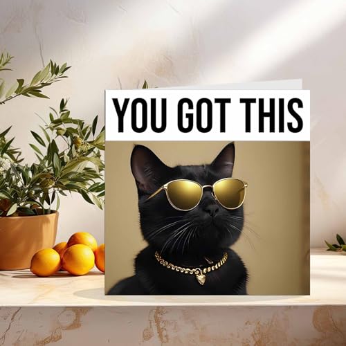 Premium Black Cat Colleague Leaving Card - You Got This!